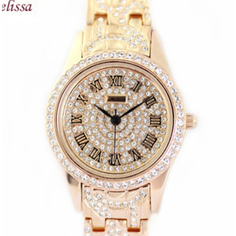 

MELISSA Luxury Brand Japan Miyota Quartz Sapphire Women's Watches Waterproof Austria Crystal Leather Diamond Ladies Clock F2700