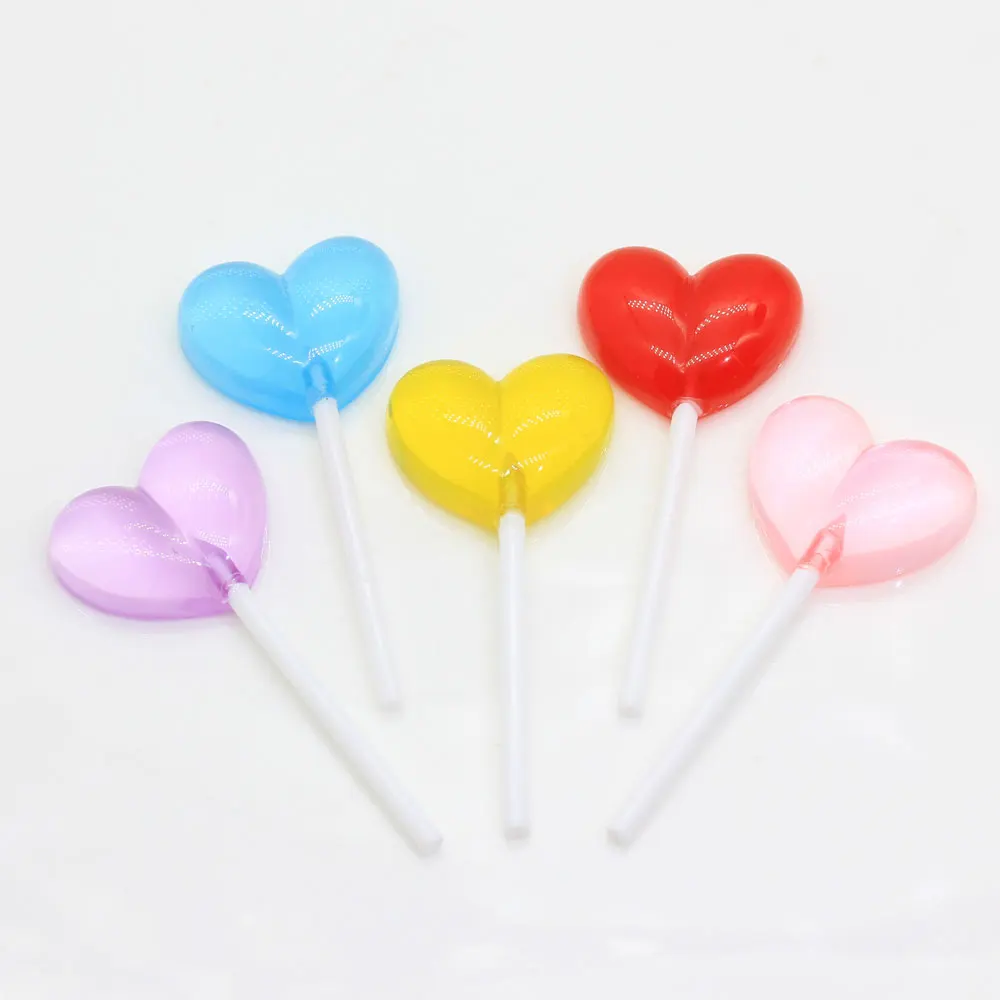 

20/50pcs Kawaii Heart Lollipops Flatback Resin Cabochon Craft For DIY Mobile Phone Hair Bow Decoration Embellishment