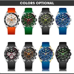 SWISH Sport Men QUARTZ Gift Watch Rubber Band 24 Hours Chronograph Multi-function Six-pin Relogio Masculinob Three-eye Watch