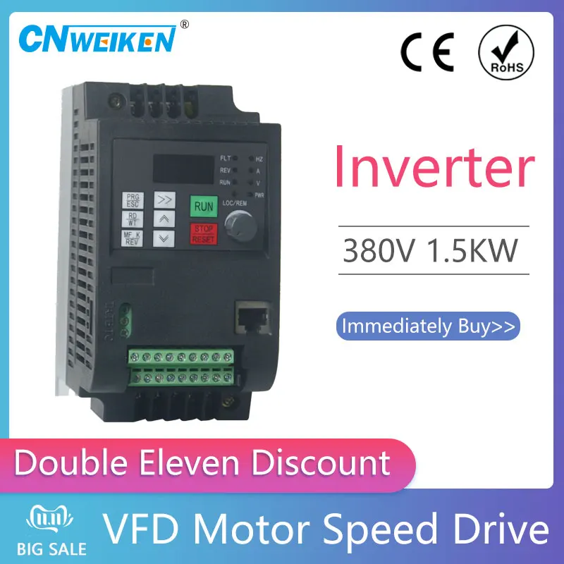 

1.5kW 380V 50/60Hz Variable Frequency Drive Three Phase Input 3-Phase Output Variable Frequency Converter Motor Inverter