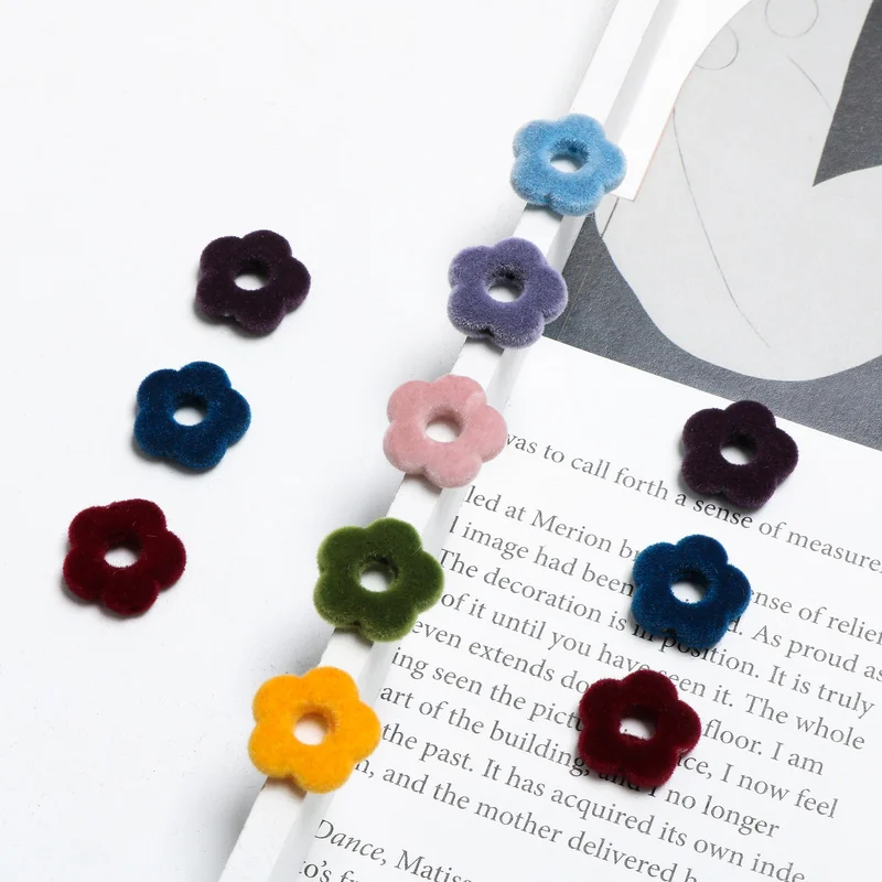 Small autumn and winter Vintage flocking hollow out small flower acrylic bead DIY hand Jewelry Earring nail accessories material