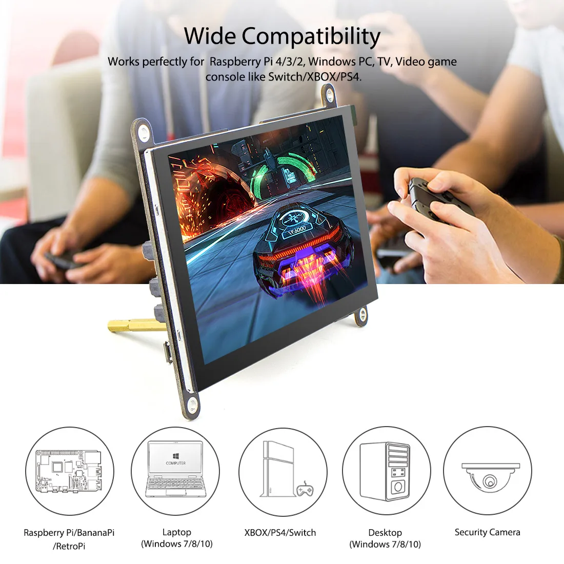 5 Inch HDMI-compatible  Raspberry Pi Screen 800x480 Capacitive Touch Monitor Display Built-in Speaker with Backlight Control