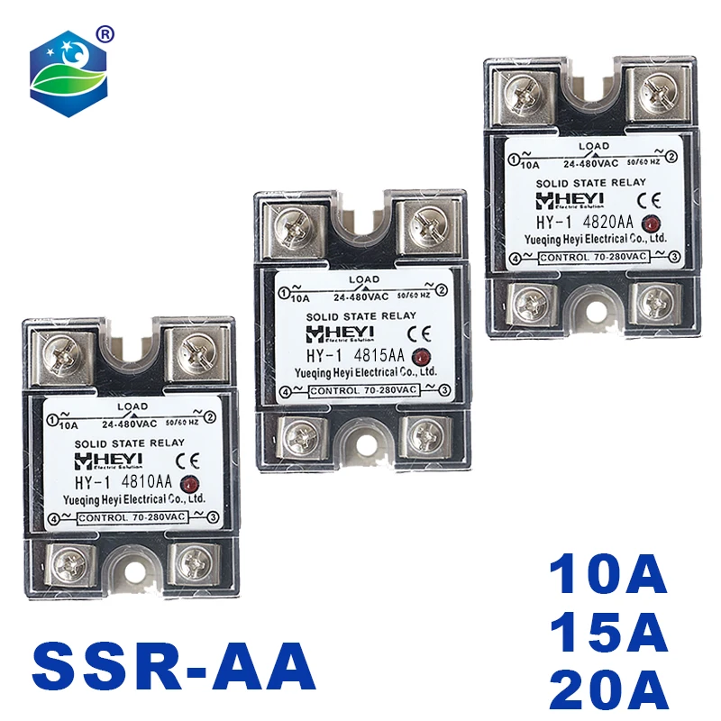 SSR-10AA 15A 25A 40A 50A 60A 70A 75A 80A 90A 100A 120A Single Phase input 24-480VAC output 70-280VAC Solid State Relay Plastic