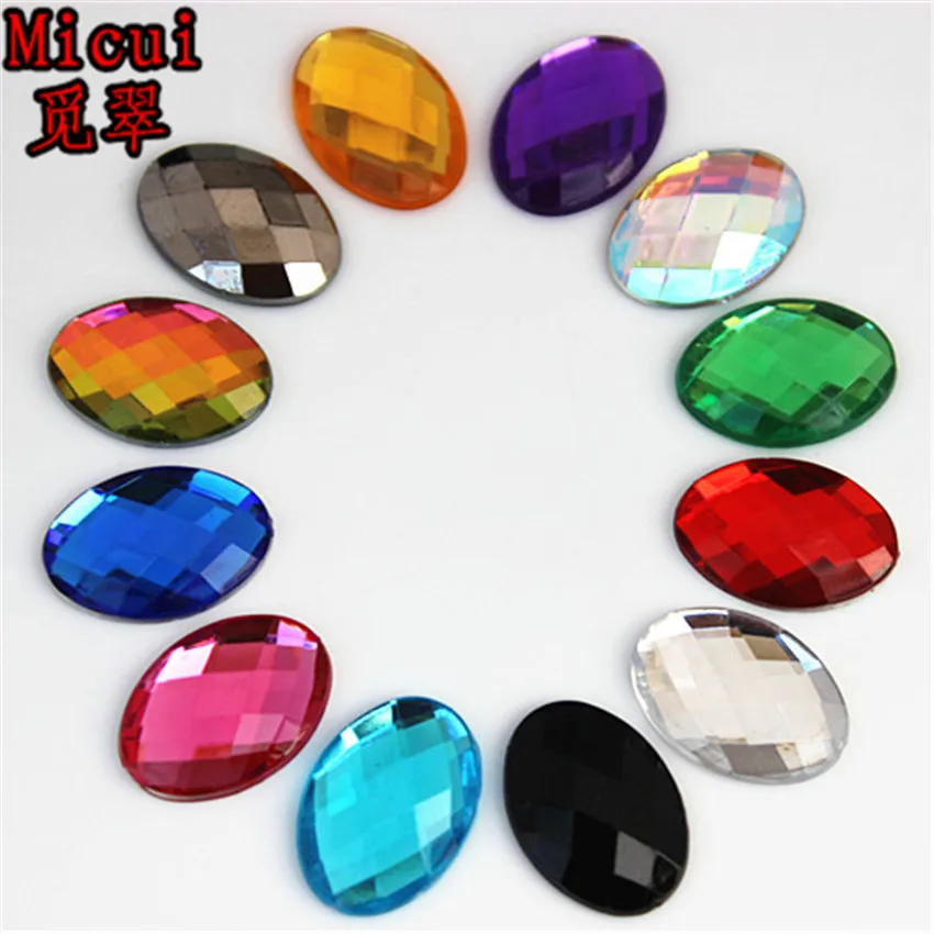 50PCS 13*18mm Oval Shape Acrylic Rhinestones Glue On Flatback Crystal Stones Strass For DIY Crafts Jewelry Making MC724