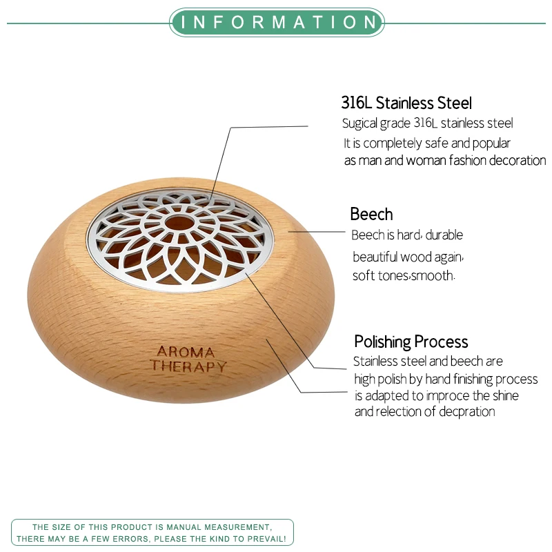 Diffusore per aromaterapia con olio essenziale copertura in legno in acciaio inossidabile Aroma fragranza ecologica legno diffuso rinfrescante