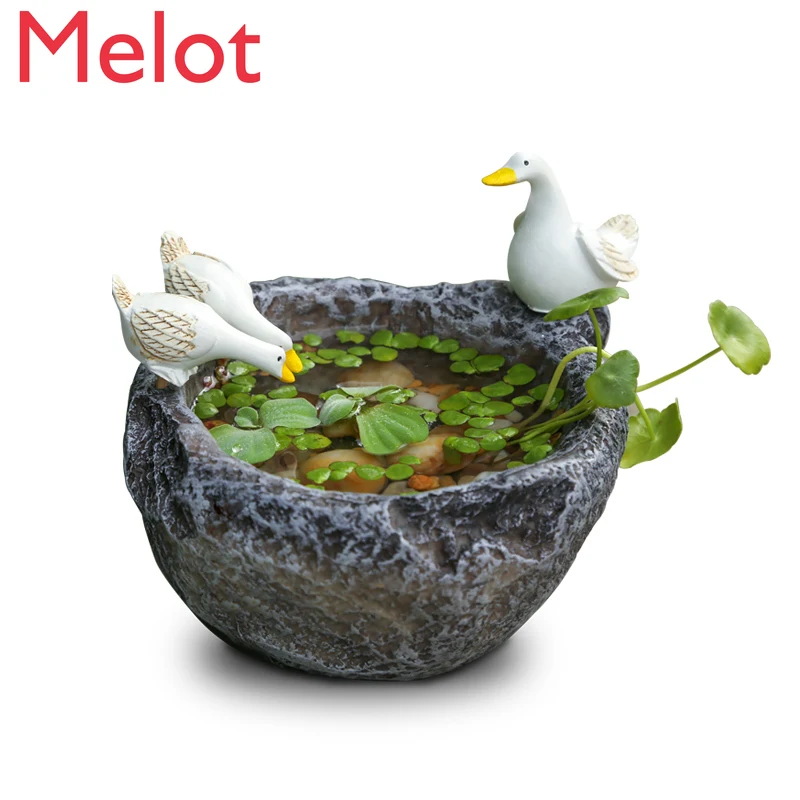 Micro Landscape Fish Tank Water Waterfall Wealth Fountain Waterscape Rockery Bonsai Creative Desktop Decoration