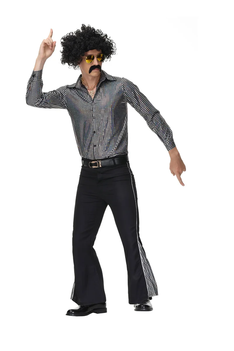 Costume Hippie retrò anni '70 da uomo festa di carnevale Festival musicale Rock Disco Hippie Cosplay Halloween Suit