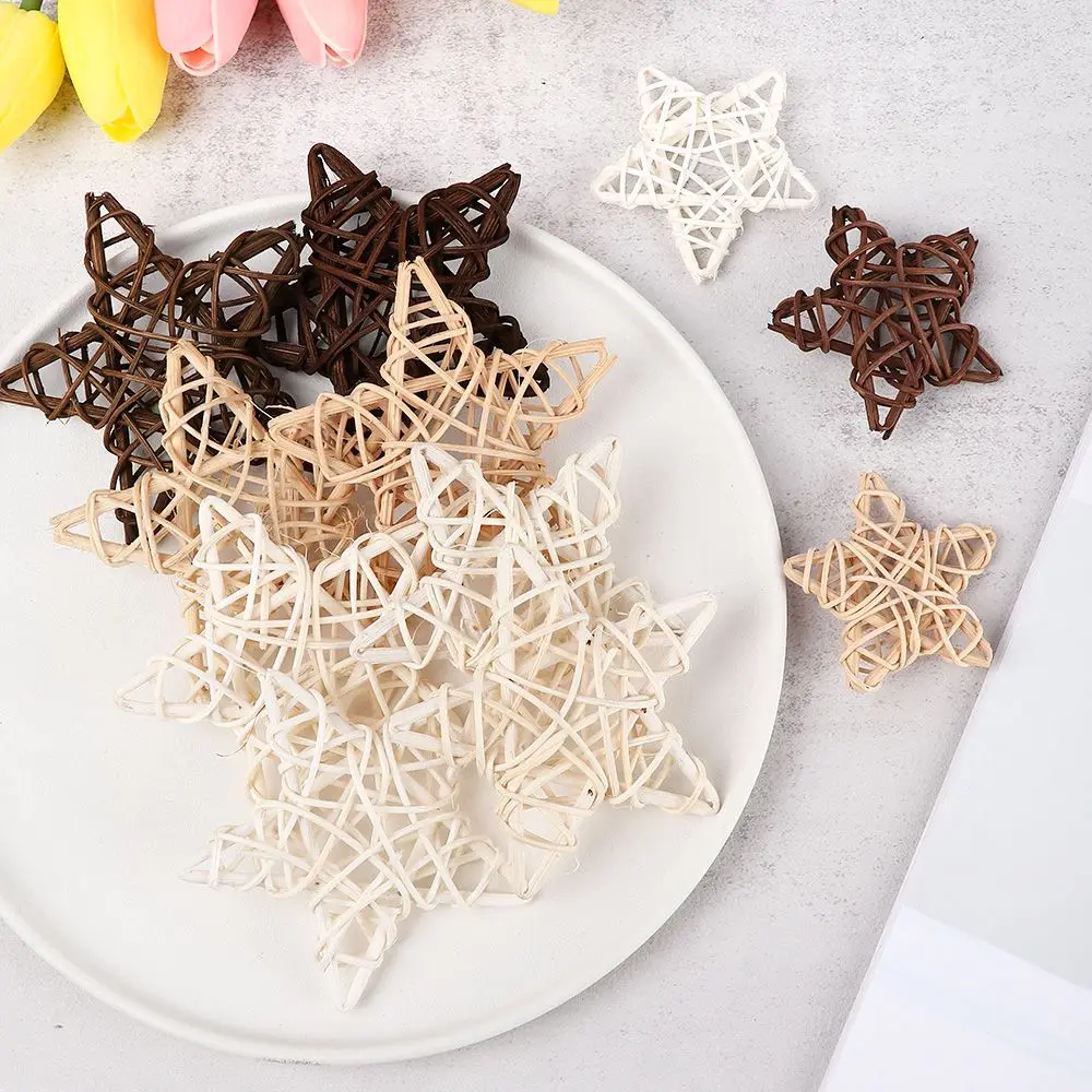 Gift Hanging Pendants Wedding Party Supplies Wood Coffee White Rattan Ball Heart Stars Home Decorations Christmas Tree Ornament