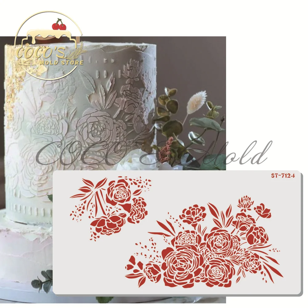 Flower Rose Cake Lace Side Border Template Cake Decorating Tools Kitchen Cake Stencils Baking Supplies