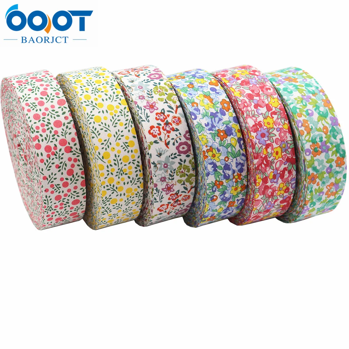 Double-Sided Flowers Cloth Ribbons 5Yards M-21623-905 38MM DIY Crafts Hairclip Apparel Accessories and Sewing Decorations