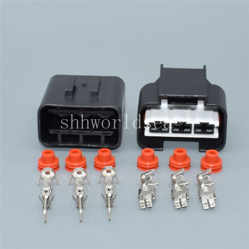 1Sets 3 Pin 6.3mm series 1743271-2  Auto Waterproof Connector Automotive Plug Electric Wire Radiator Fan Harness Socket