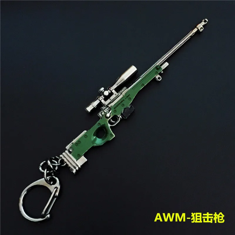 Game PUBG keychain 98K AWM SCARL Weapon Model Key Chains Keyring Pendant llaveros cosplay souvenir Gifts alloy chaveiro 10CM