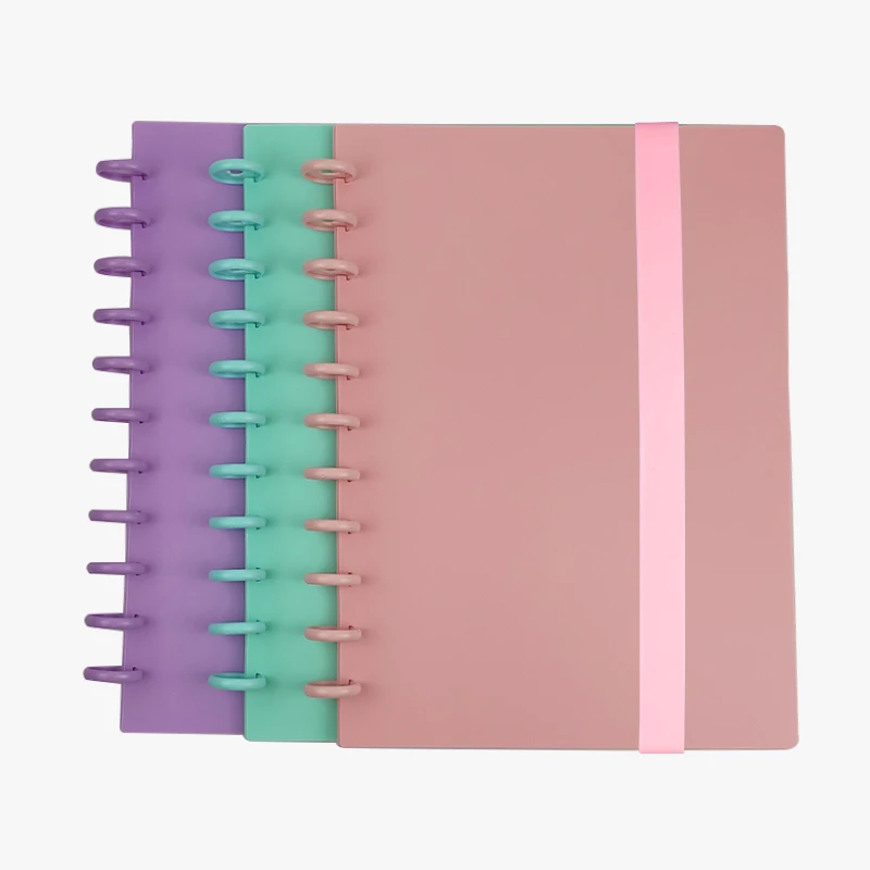 2021 A4 DIY Mushroom Hole Colour Loose Leaf Notebook Cover Discs Binding Ring Elastic Strap Schedules Planner Binder Accessory