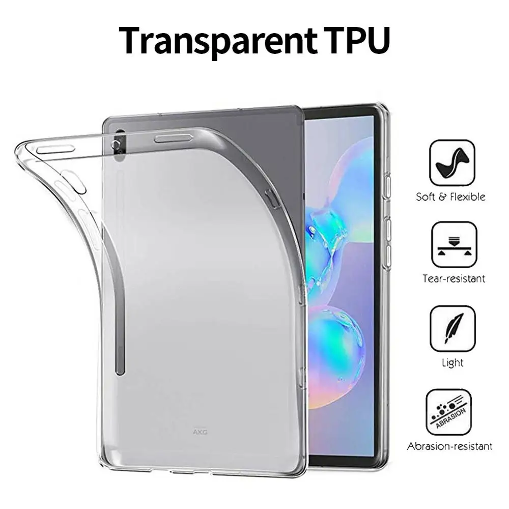 

Soft TPU Tablet Case For Samsung Galaxy Tab S6 10.5inch SM-T860 SM-T865 2019 Transparent TPU Protective Back Cover For Tab S6