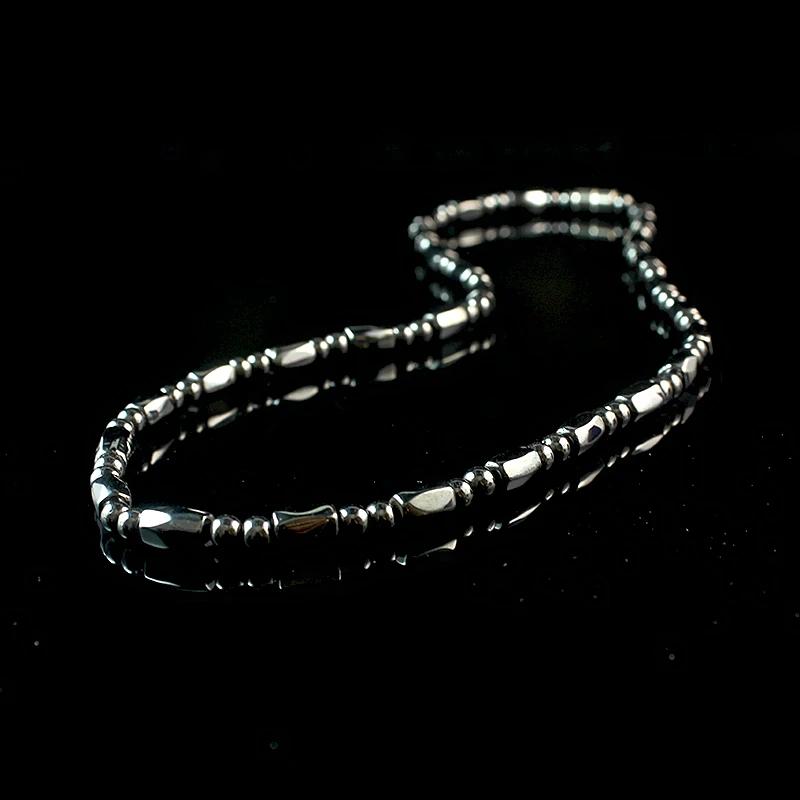 Magnetic Hematite Faceted Drum Beads Natural Stone Beaded Necklace for Women and Men Jewelry Handmade HN024