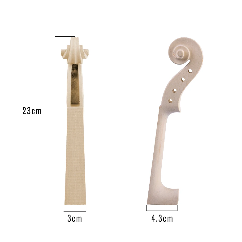 NAOMI 5pcs/1set Nice Handcrafted Violin Neck 4 String Holes Ready And Scrolled Head For 3/4 Violin Luthier Tools