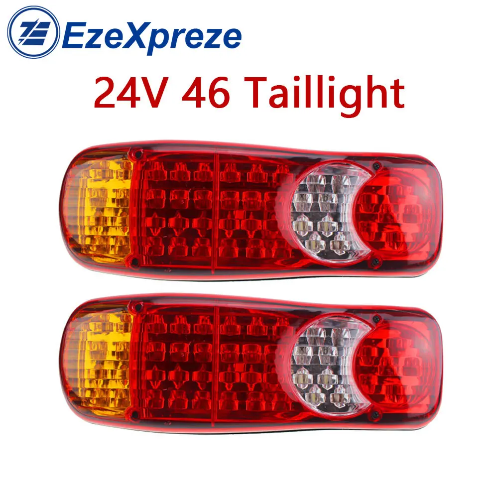 

2Pcs Waterproof Car Taillight turn signal 46 LED Tail Light Rear Lamps Pair Trailer 24V Rear Parts For Trailer Truck Car Lighti