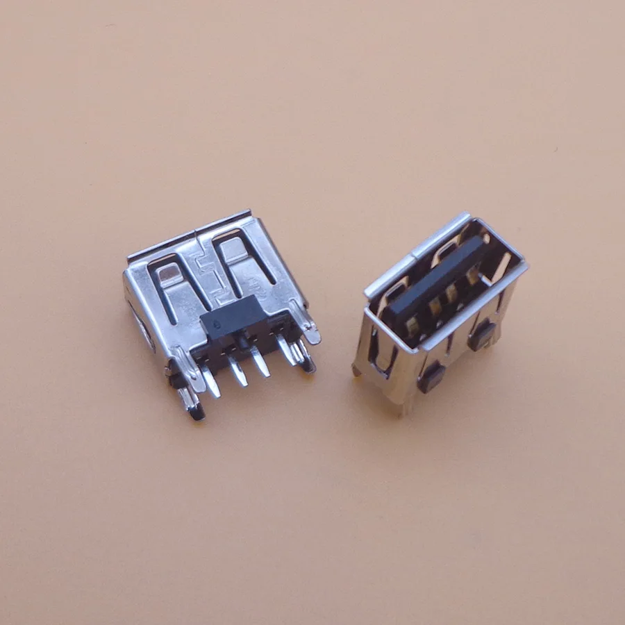 

25Pcs/lot A Type Flat Angle Female USB PCB Connector Socket USB Jack Plug black SB 2.0 Female Type A 4 Pin PCB Connector 180