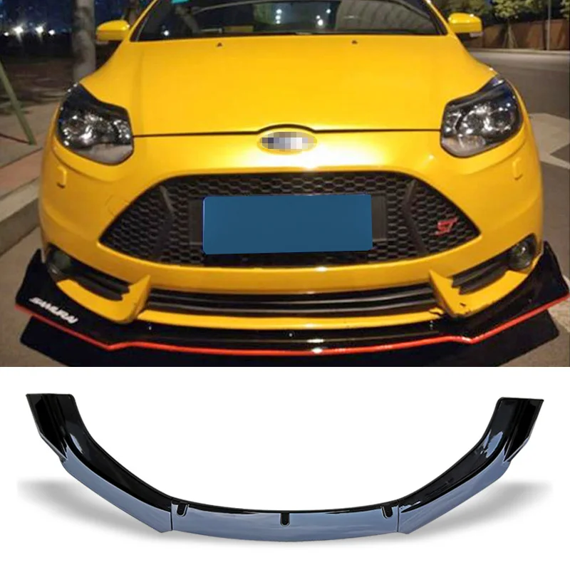 Front Bumper Spoiler Protector Plate Lip Body Kit Carbon Surface Car Decorative strip Chin Shovels For Ford Focus ST 2013