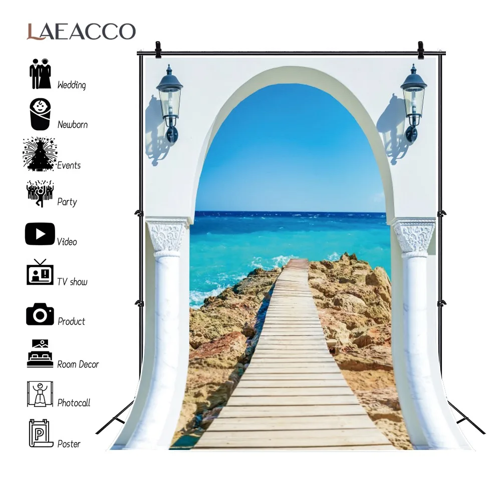 الصيف شاطئ البحر مقوس عمود الباب خلفية خلفيات للتصوير الفوتوغرافي السماء الزرقاء خلفية التصوير الفوتوغرافي للصور استوديو تبادل لاطلاق النار