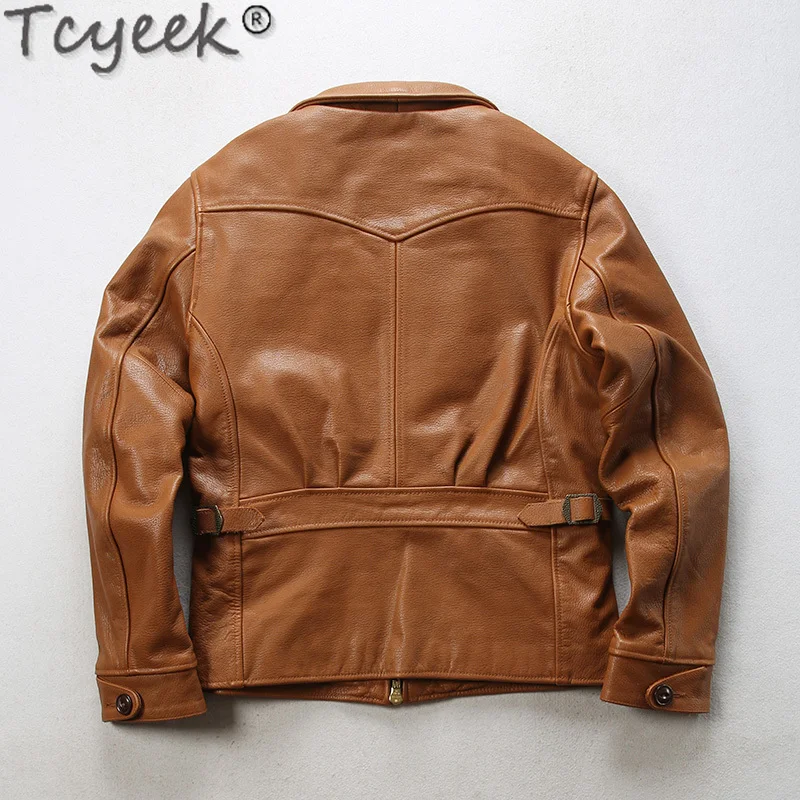 Winter Autumn Natural Genuine Leather Jacket Men Streetwear 100% Real Cow Coat Man Moto Biker Vintage Cow Leather Jackets