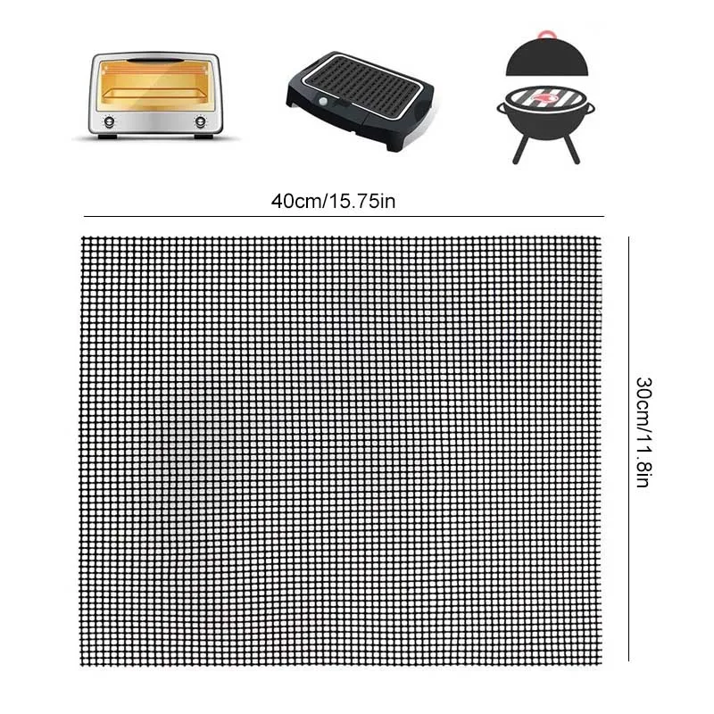 YOMEEI 1Pcs Barbecue Grilling Mats Grid Shape BBQ Mat Reusable Heat Resistance Grill Mesh For Outdoor Camping BBQ