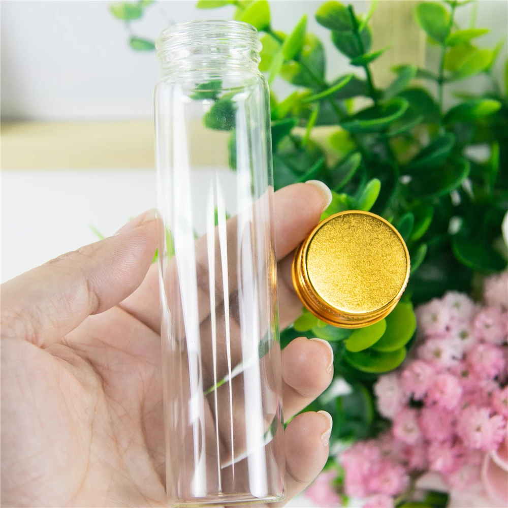 50Pcs 60ml Borate Container with Golden Aluminum Cap Small Hyaline Handicraft Glass Bottles Refillable Candy Food Pot