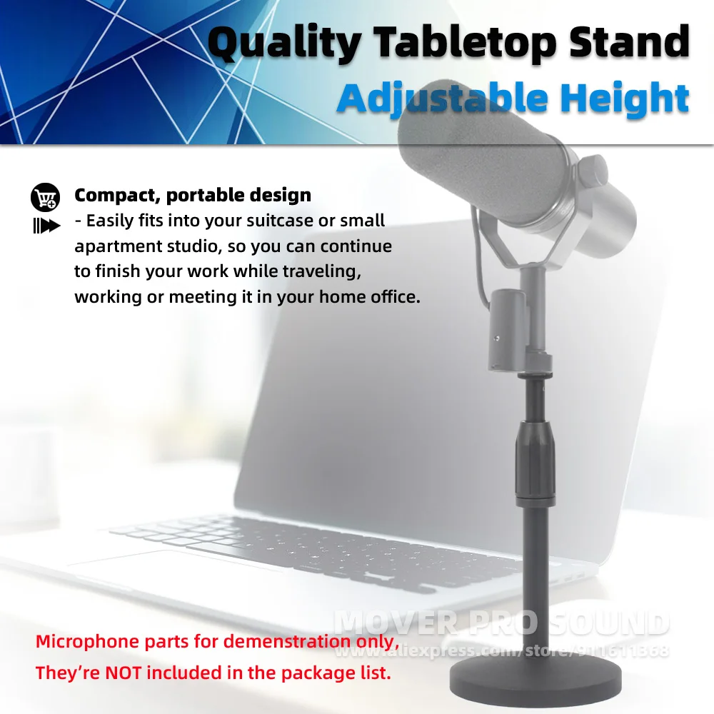 For SHURE SM7B SM 7B 7 B Mic Adjustable Height Table Desk Style Microphone Stand Tabletop Desktop Bracket Holder Boom Mount