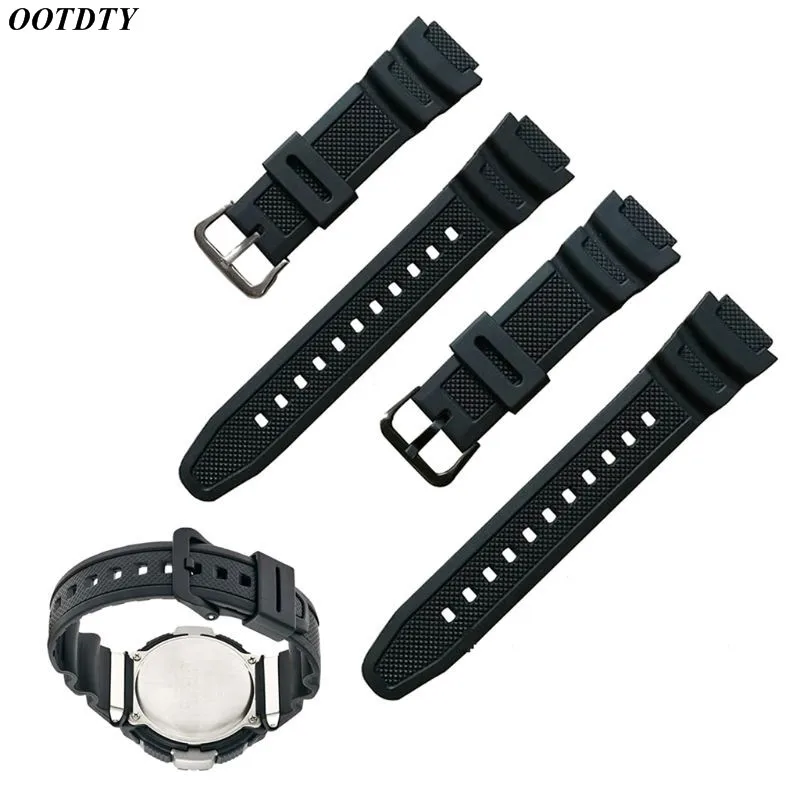 Silicone Watch Strap Stainless Steel Buckle Sport Wristband for Casio W-735H W-800 SGW-300H SGW-400H