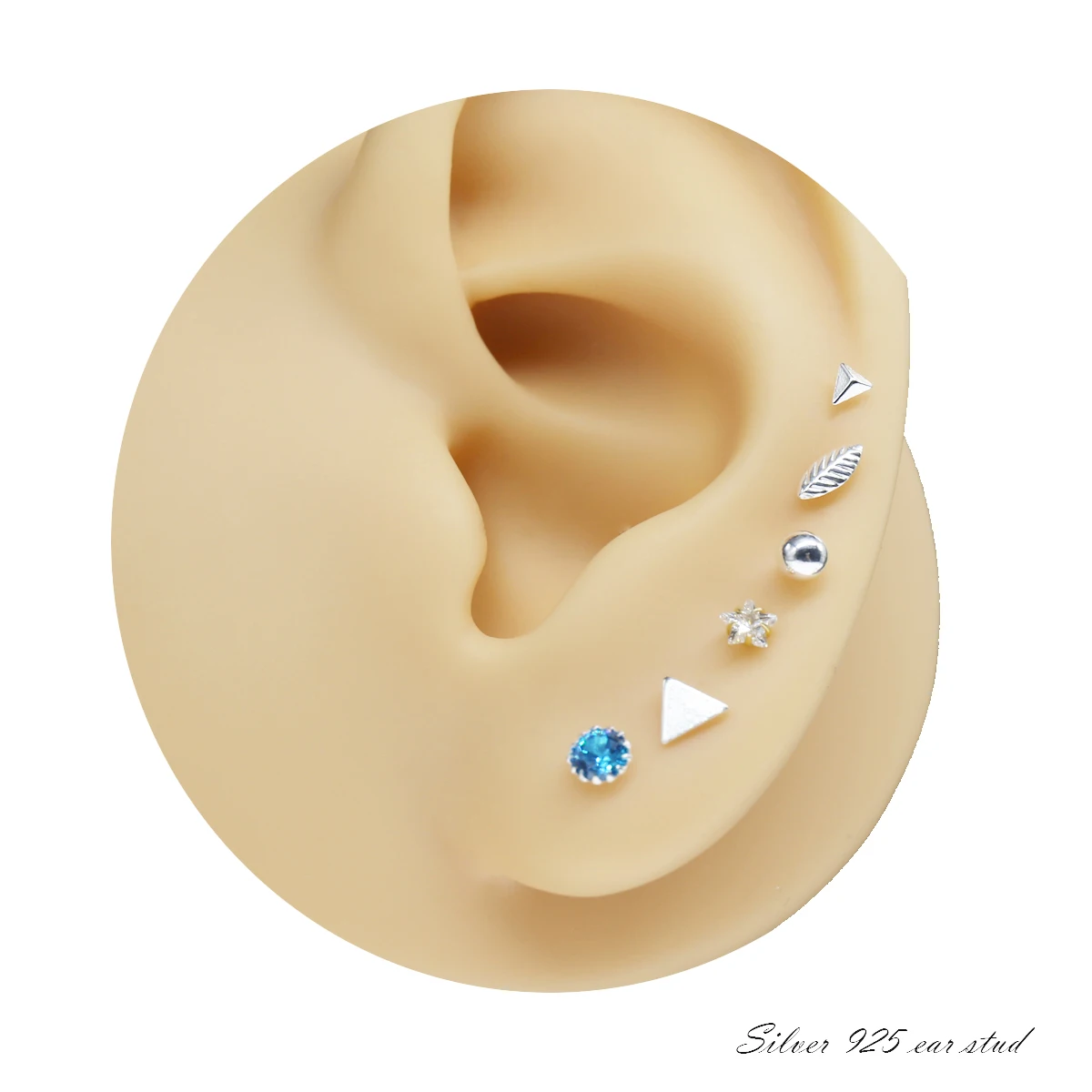 New Arrival 925 Silver Dainty Earrings Stud Piercing Set Piercing Jewelry Fashion Body Jewelry Aretes