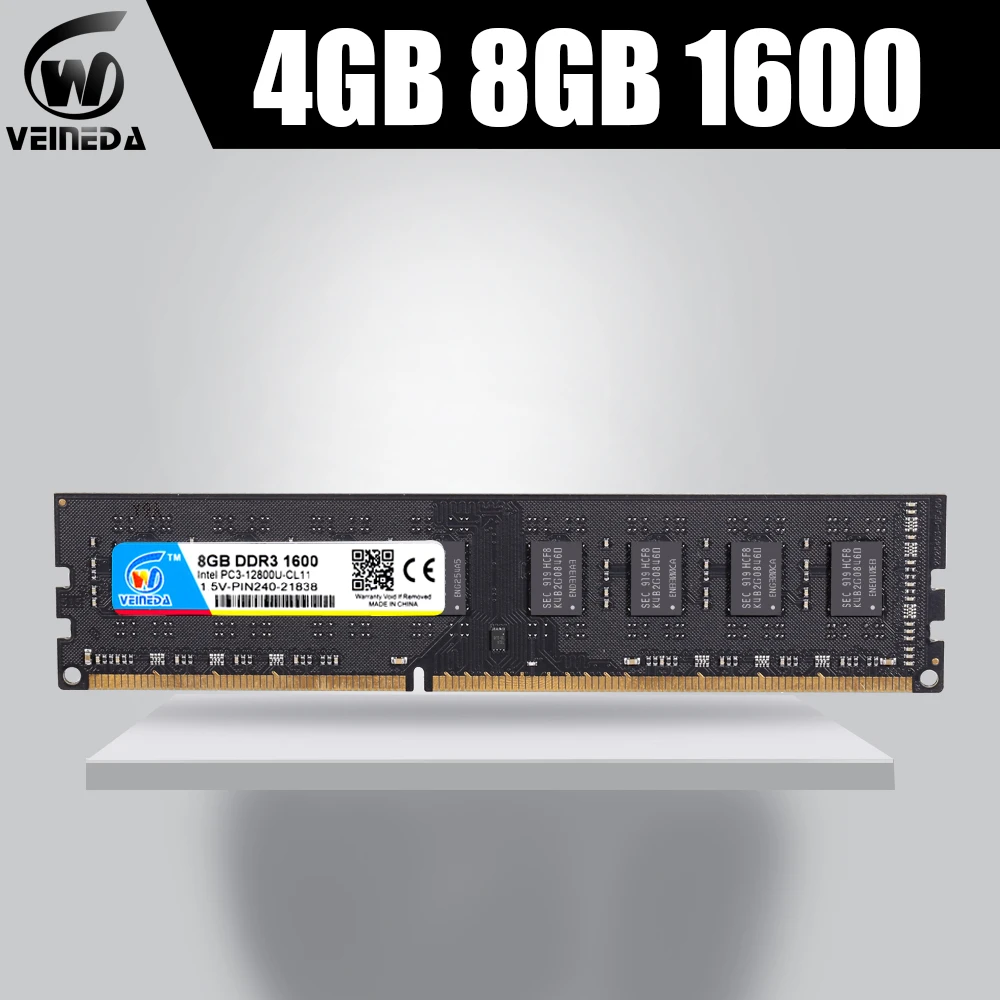 

Память VEINEDA DDR3 DIMM PC3-12800, 4 ГБ, 8 ГБ, 1333 МГц, 1600 в