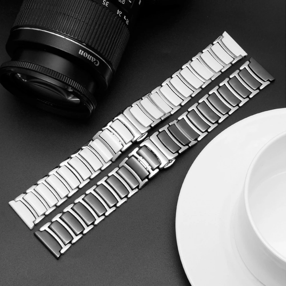 Ceramic Watchband For Samsung Galaxy Watch 4 6 Classic Stainless Steel Metal Strap Bracelet For Galaxy Watch 4 5 6 7 40mm 44mm