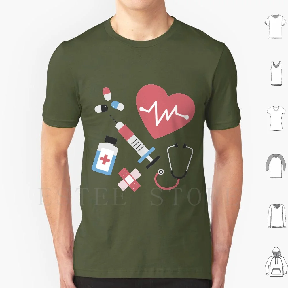 Medicine Design T Shirt Print Cotton Medicine Nurse Needle Health