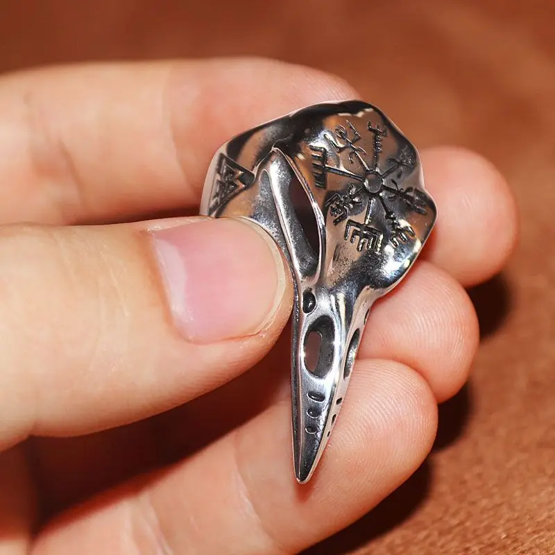 Trend Slavic Compass Skull Rings for Men Retro  Crow Skull Ring Punk Style Jewelry Gift