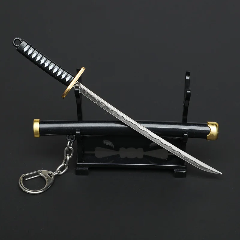 Anime Roronoa Zoro Sword Keychain For Men Katana Cartoon Eight Color Samurai Swords Key Chains Women Keyrings One Piece Q-053