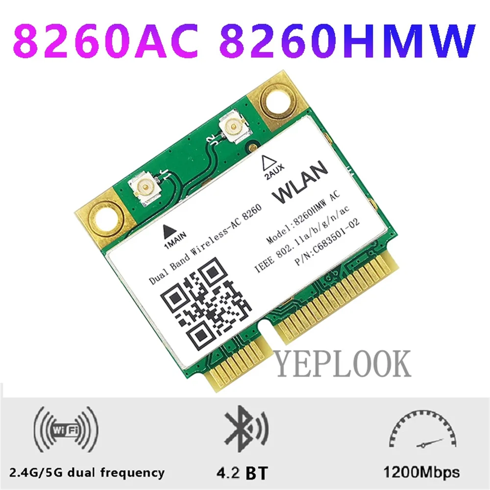 Sem fio-ac 8260ngw 8260ac 300mbps + 867mbps 802.11ac 2x2 band2.4g/5ghz wifi + bluetooth 4.2 mini cartão de wifi pci-e