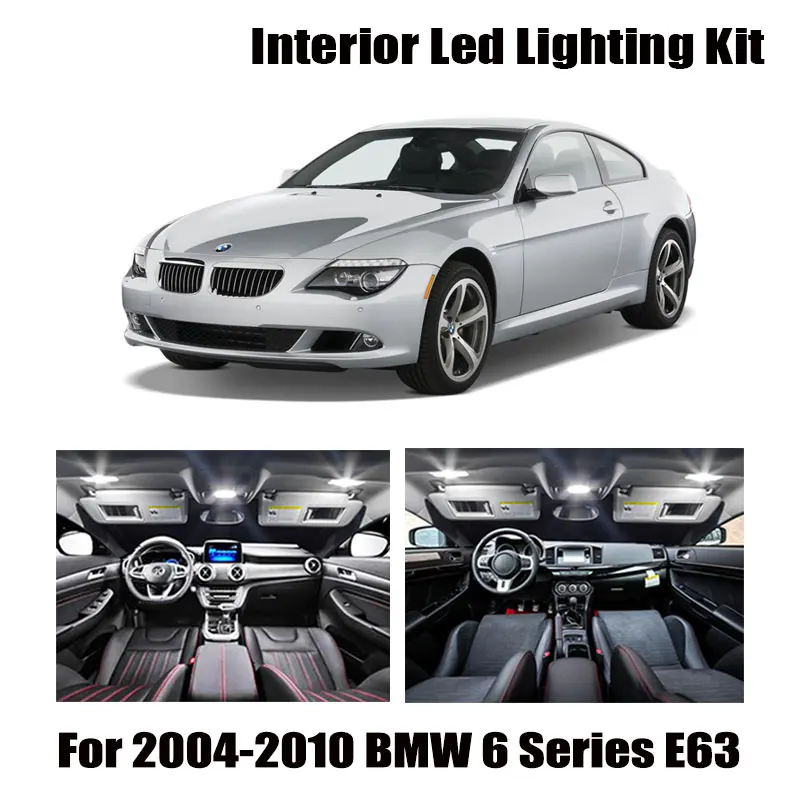 14 Bulbs White Canbus LED Interior Map Dome Light Kit Fit For BMW 6 Series E63 2004-2007 2008 2009 2010 Door Mirror License Lamp