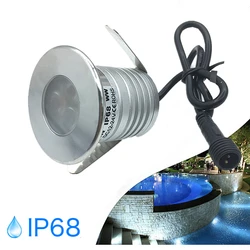 IP68 Waterproof 3W LED Underwater Light 12V Underwater Spot Lamp for Swimming Pool Fountains Pond Water Garden Aquarium Lighting