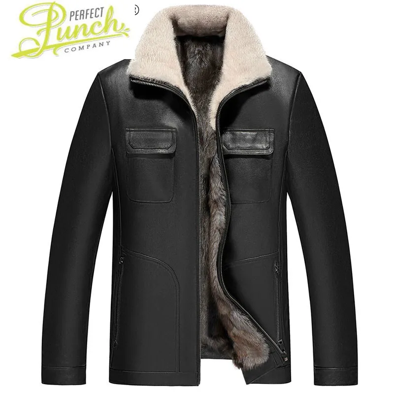 

Clothing Men 6XL Winter Real Leather Jacket Mens Goatskin Shearling Men's Jackets 100% Mink Fur Coat Ropa Hombre LXR377