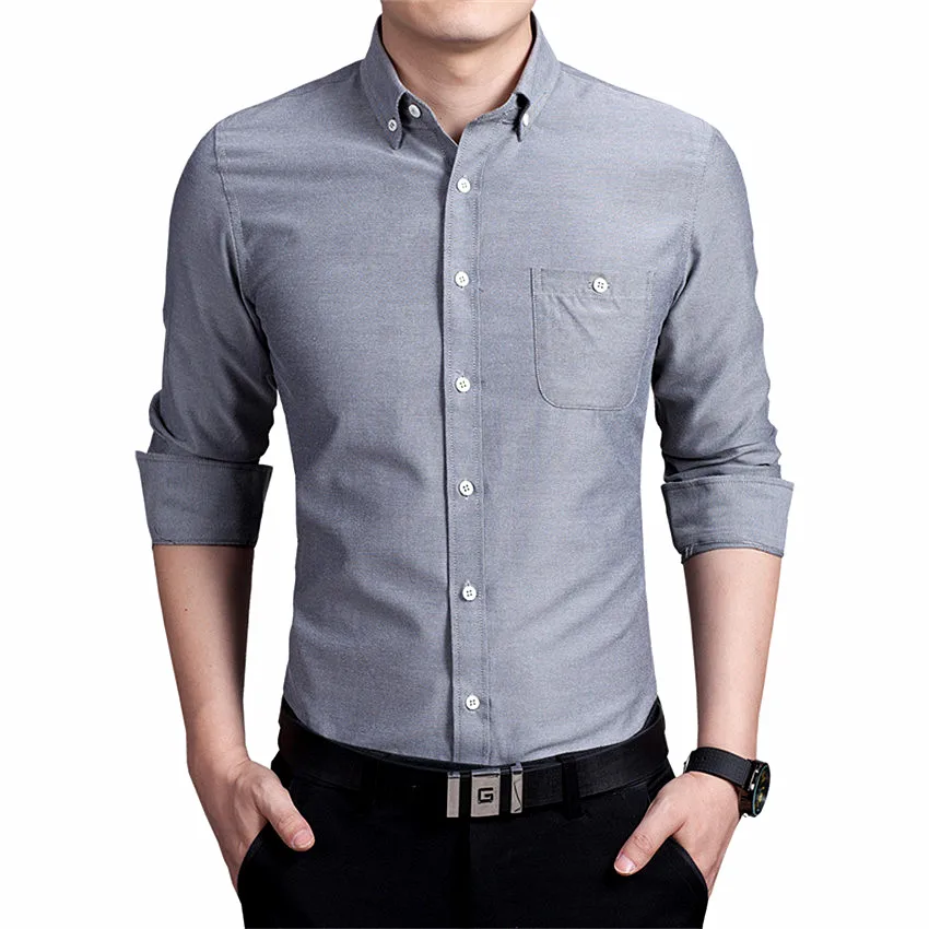 Pure Color Long Sleeve Shirts Men, Asian size S M L XL 4XL 5XL Navy Blue Black Blue Red Fashion Business Man Shirt Slim Elegant