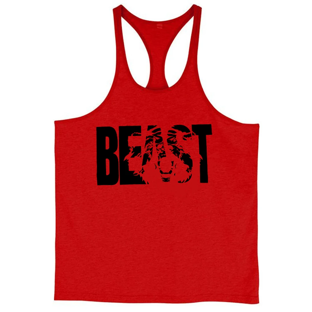 Men\'s Gym Workout Bodybuilding Printed Muscle Stringer Extreme Y Back Fitness Tank Tops