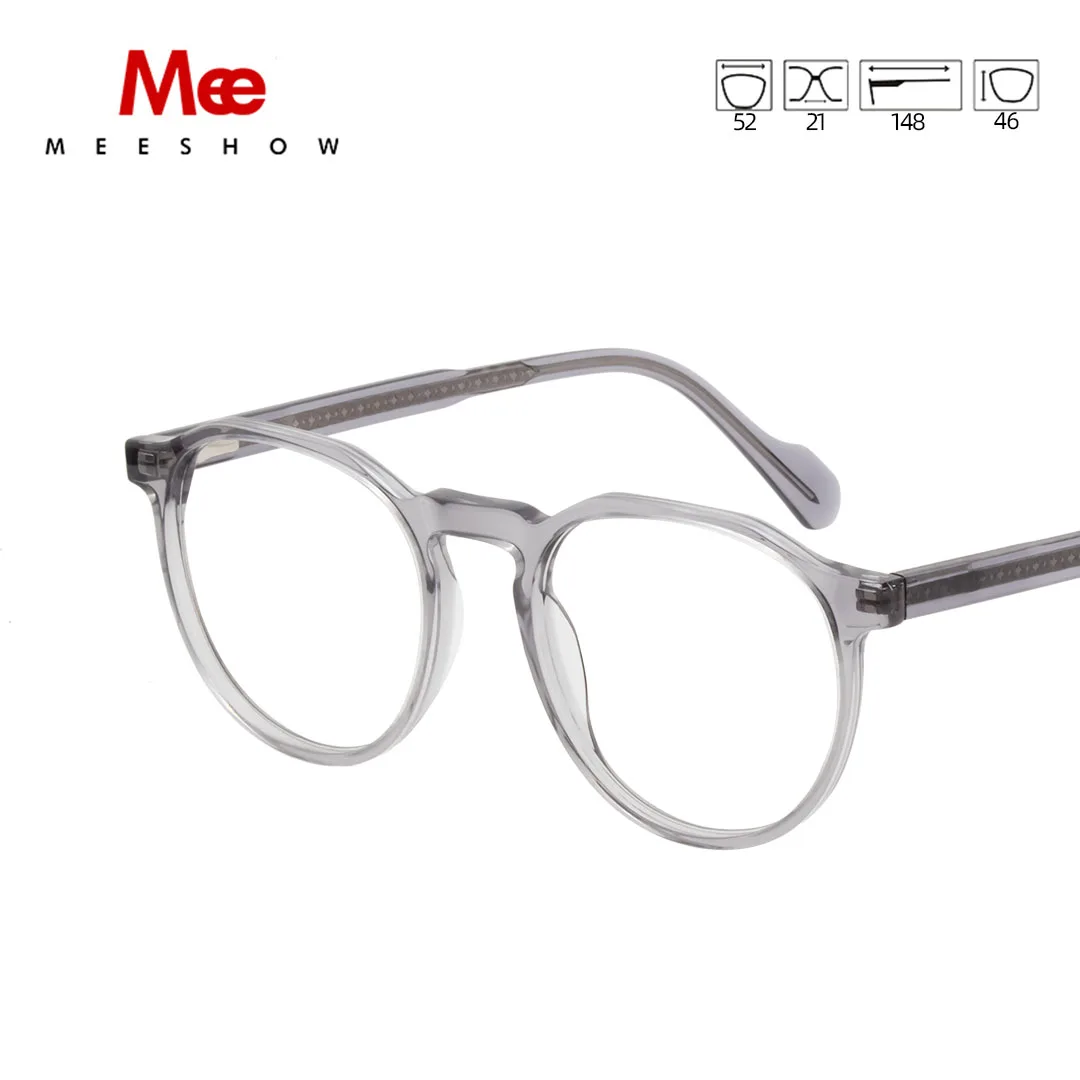 

Meeshow Acetate Solid Unisex Round Transparent Eyeglass Frames Optical Myopia Hyperopia Prescription Glasses Circle Goggles 1935