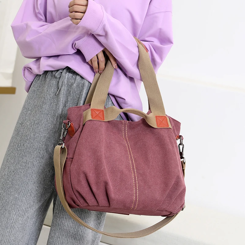 Leinwand Hobos Tasche Frauen Handtaschen weibliche Designer große Kapazität Freizeit Umhängetaschen für Reise wochen ende Outdoor Bolasas Farben – Detail 16