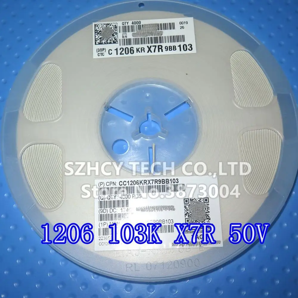 

4000Pcs 1206 10NF 50V 103K X7R CC1206KRX7R9BB103 New and origianl