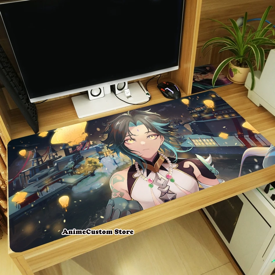 Anime Xiao Large Thicken Mouse Pad Cosplay Laptop Gaming Mice Mat Tabletop Keyboard Mat Anti-Slip Playmat Otaku