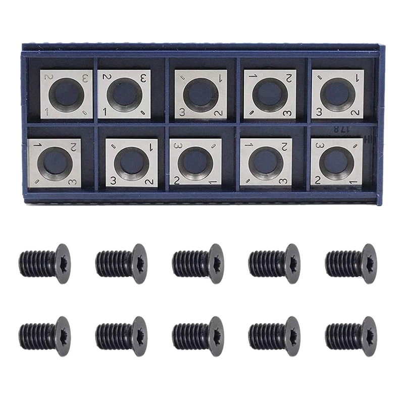 Quality 10Pcs 14mm Square Straight Carbide Cutter Insert with 10Pcs M610mm Screws for Wood Working Spiral/Helical Planer Cutter