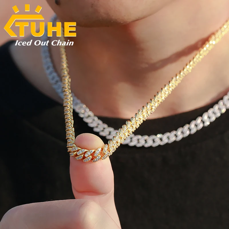 6mm 8mm Width Fashion Miami Cuban Chain Necklace For Women Men\'s Hip Hop Jewelry Copper Cubic Zirconia Bling Charm Chains