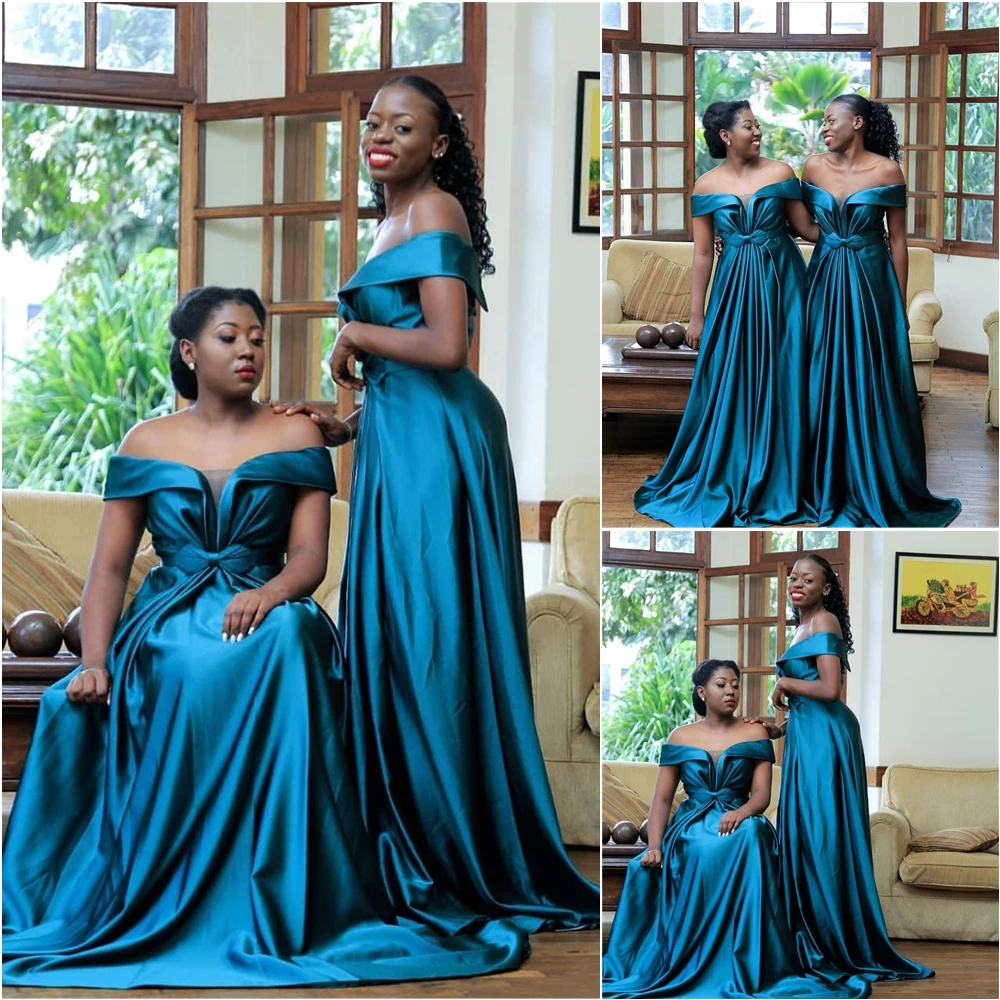 

Plus Size New Sweetheart A Line Elastic Satin Pleat Woman Lady Bridesmaid Dresses Girl Sleeveless Off-Shoulder Custom