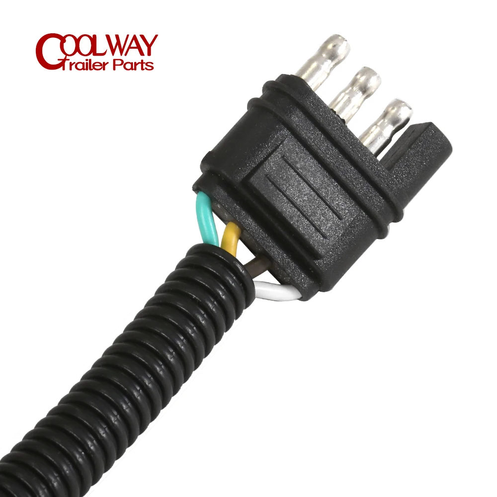 Trailer Tow Wiring Harness 4 Pin Flat Plug To 7 Way European Style Round Trailer Socket Adapter RV Connector Camper Accessories