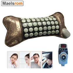 Almohada eléctrica de Jade con calefacción, masajeador Cervical de turmalina Natural, piedra de germanio, para aliviar el insomnio